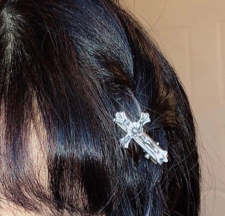 Punk Metal Cross Hair Clips