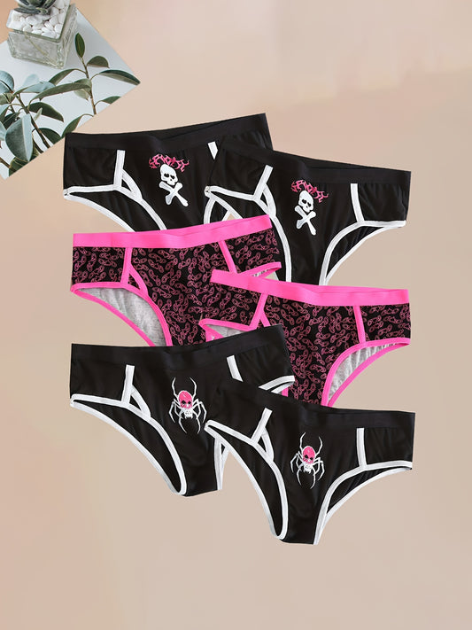 6 Pcs Gothic Style Panties