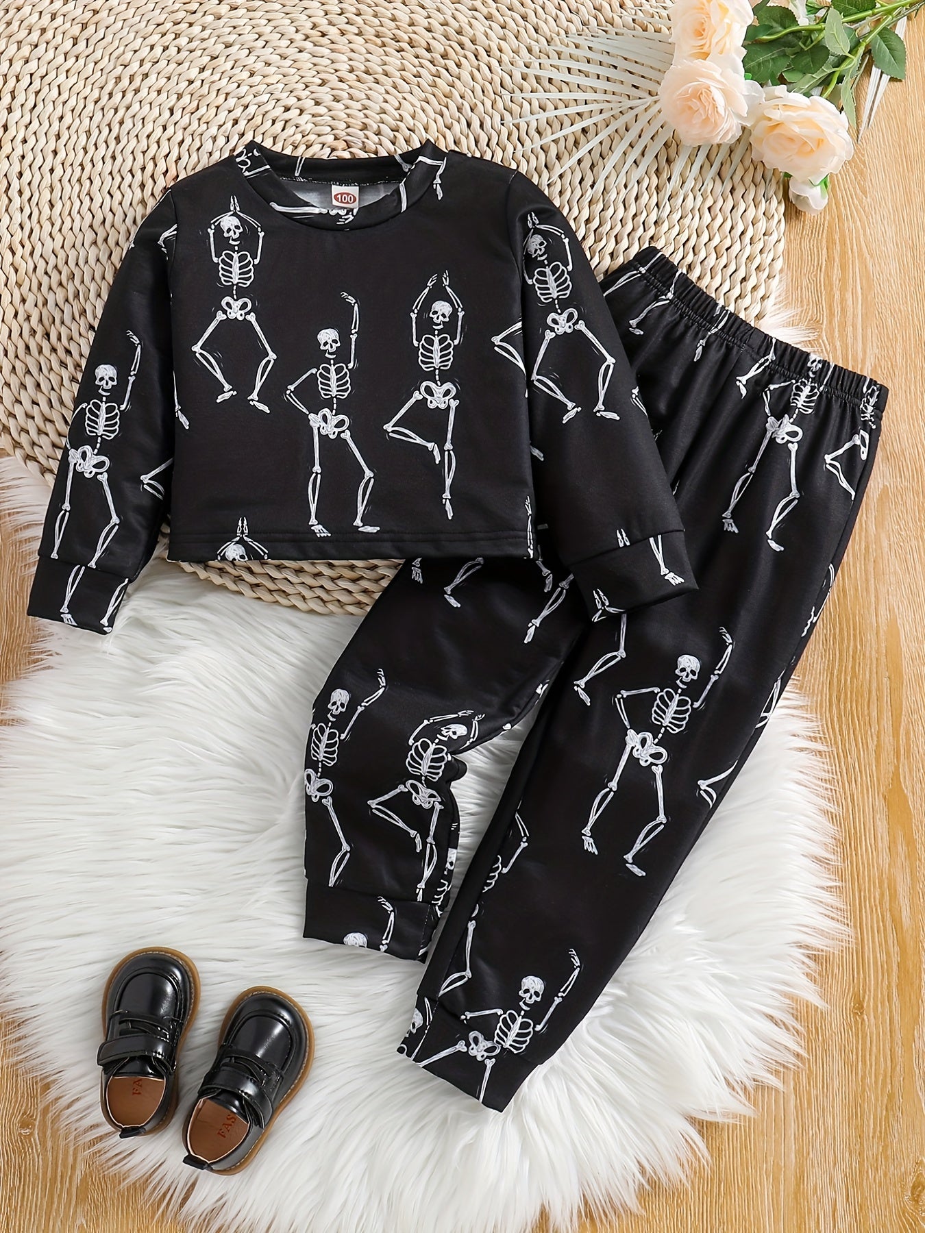 2pcs Skeleton Pattern Outfit