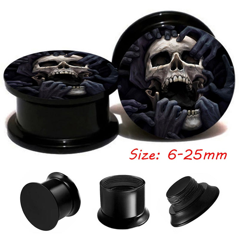 2pcs/pair Acrylic Ear Expander With Skull Pattern