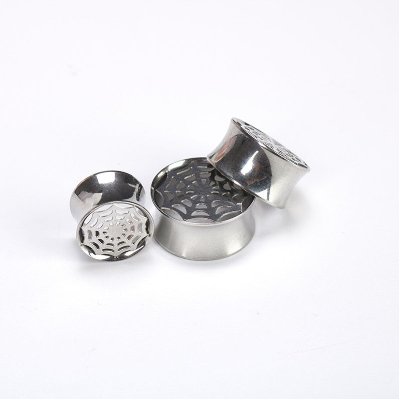 2pcs Stainless Steel Spider Web Ear Plug