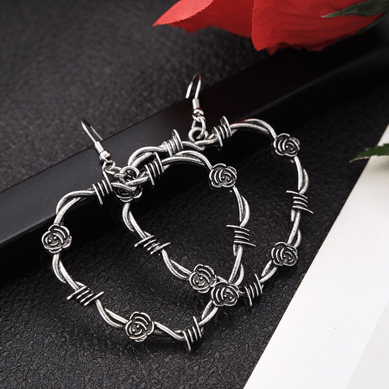 Gothic Heart Shape Pendant Earrings