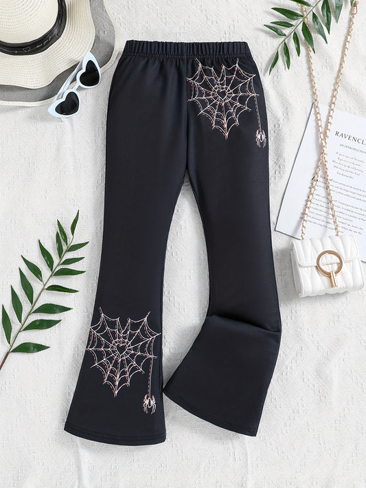 Girls Spider Web Flared Pants