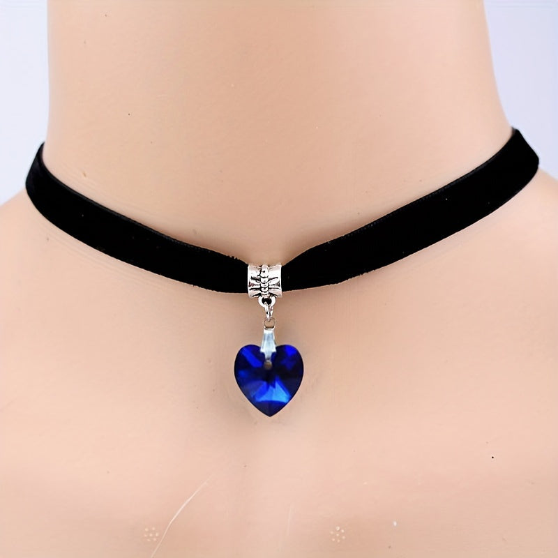 Gothic Crystal Heart Choker