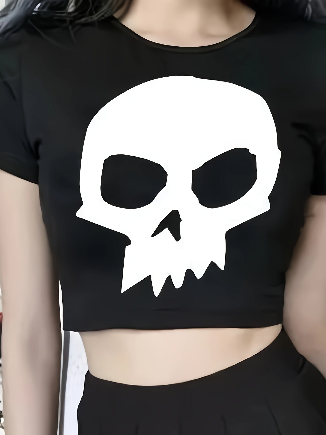 Skull Print Crew Neck T-Shirt