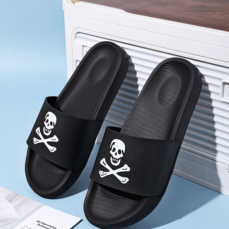 Skull And Crossbones Print Slides For Men