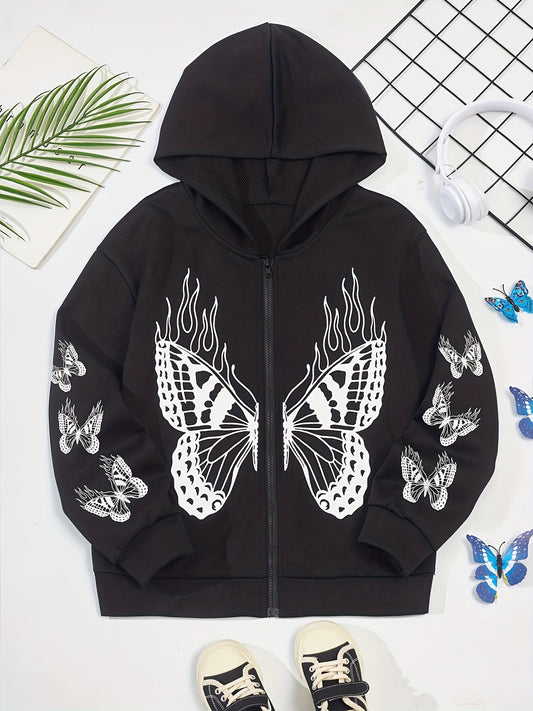 Girls  Butterfly Zip Up Hoodie