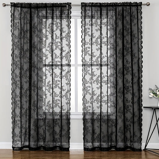 Gothic Floral Sheer Curtain