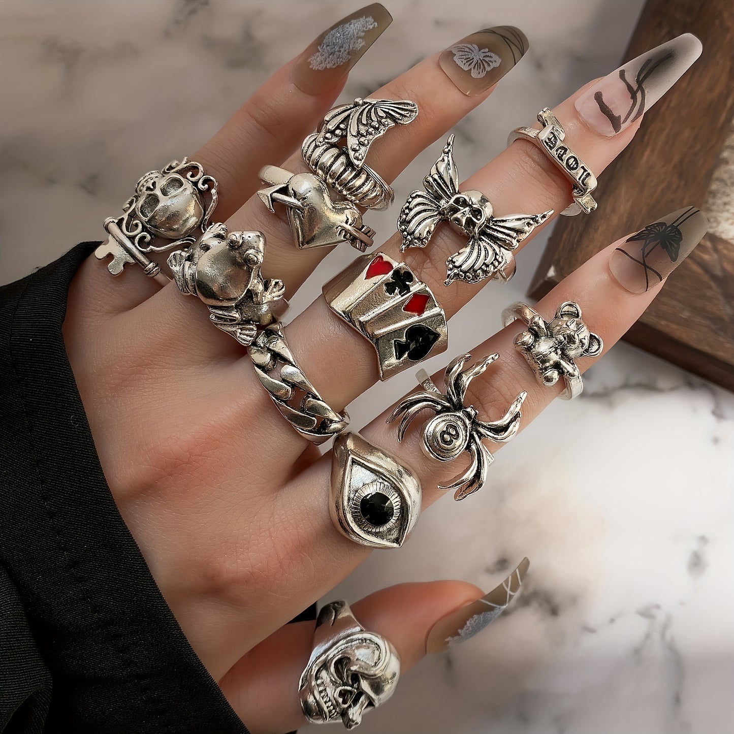 24pcs Gothic Ring Set