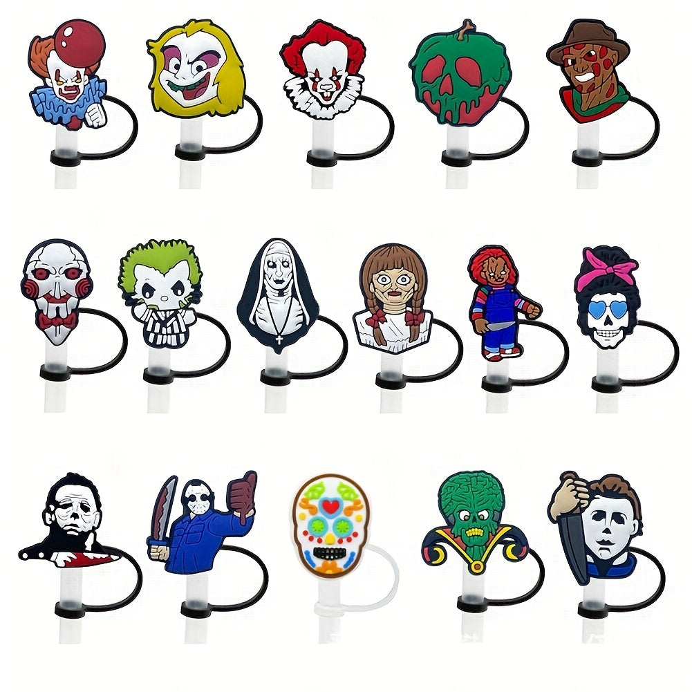 Reusable Horror Clown Silicone Straw Tip Caps