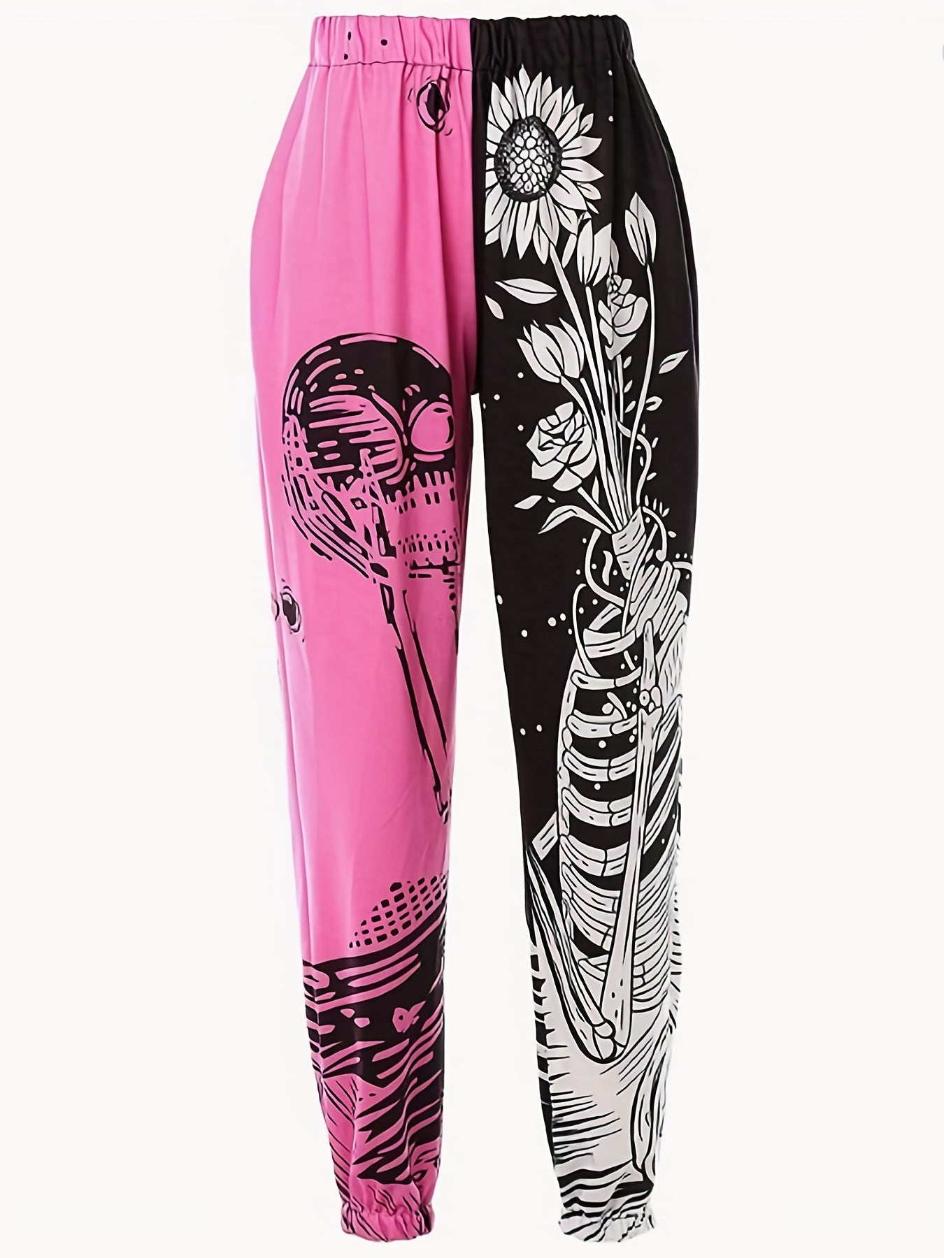 Women's two tone graphic skull pants