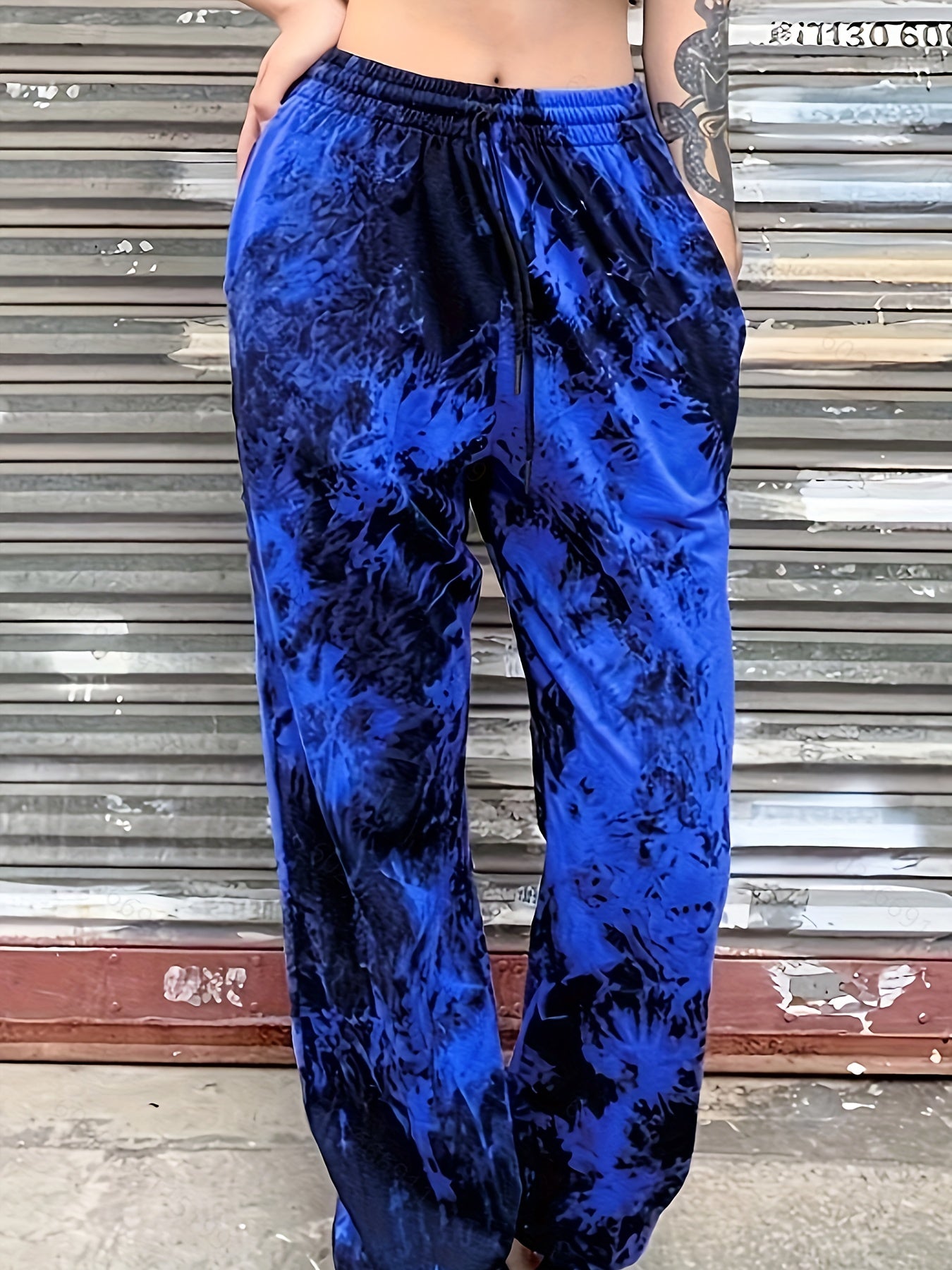 Women's Plus Tie Dye High Waist Harem Drawstring Pants