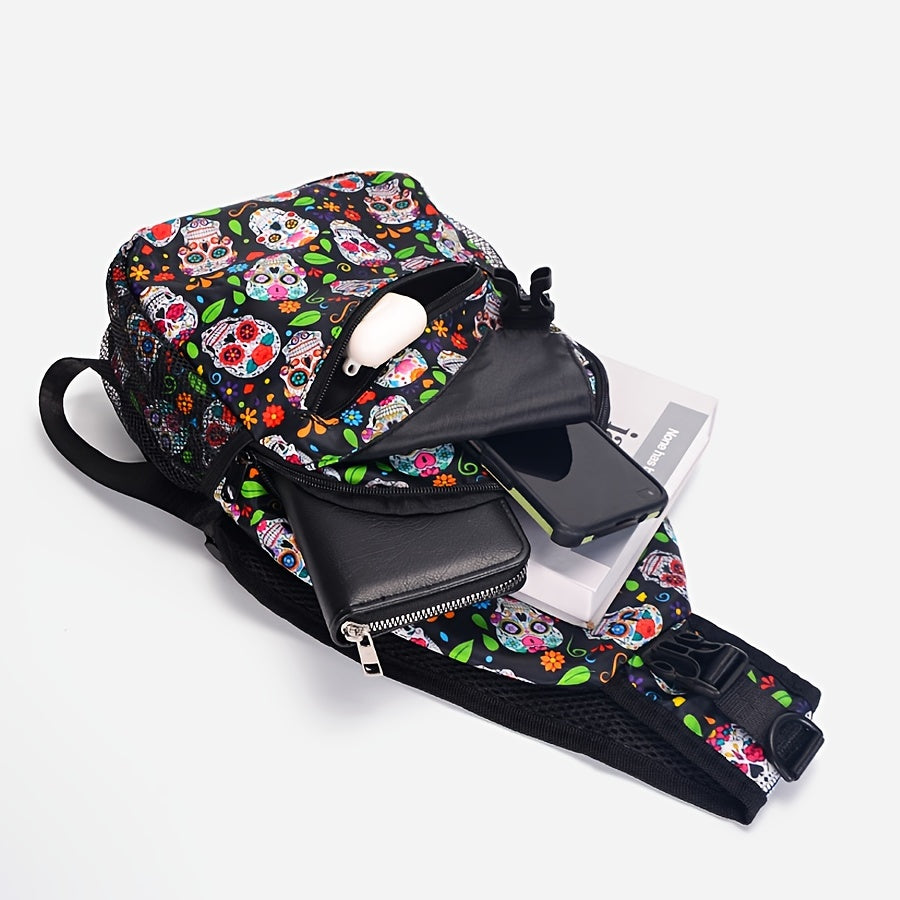 Skull Printed Chest Bag