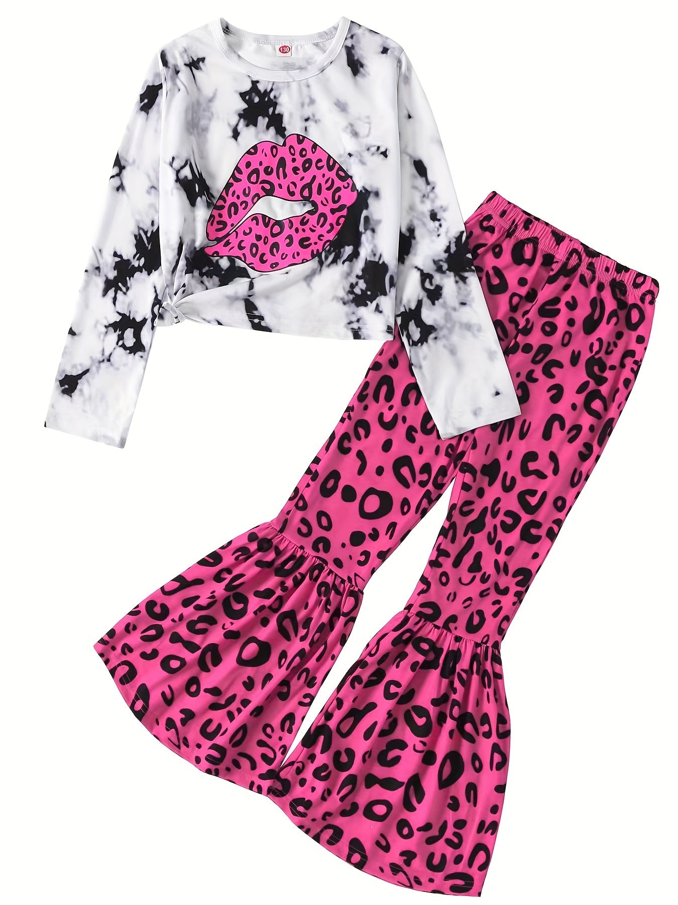 2pcs Girl's Leopard Outfit