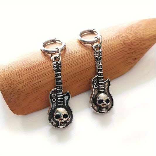 Skull Guitar Pendant Earrings