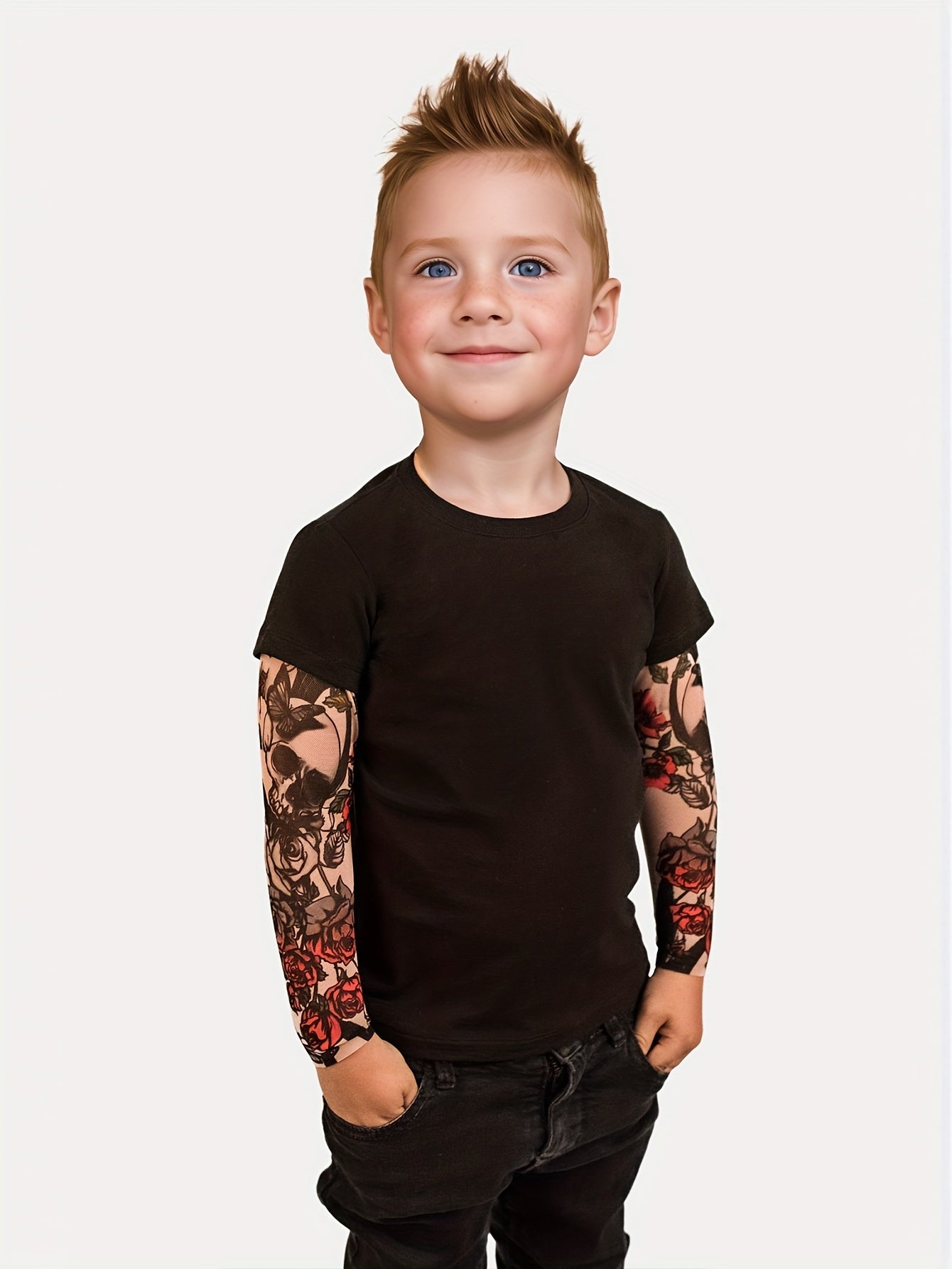 Toddler Boy's Cotton-Blend Tattoo Sleeved Shirt