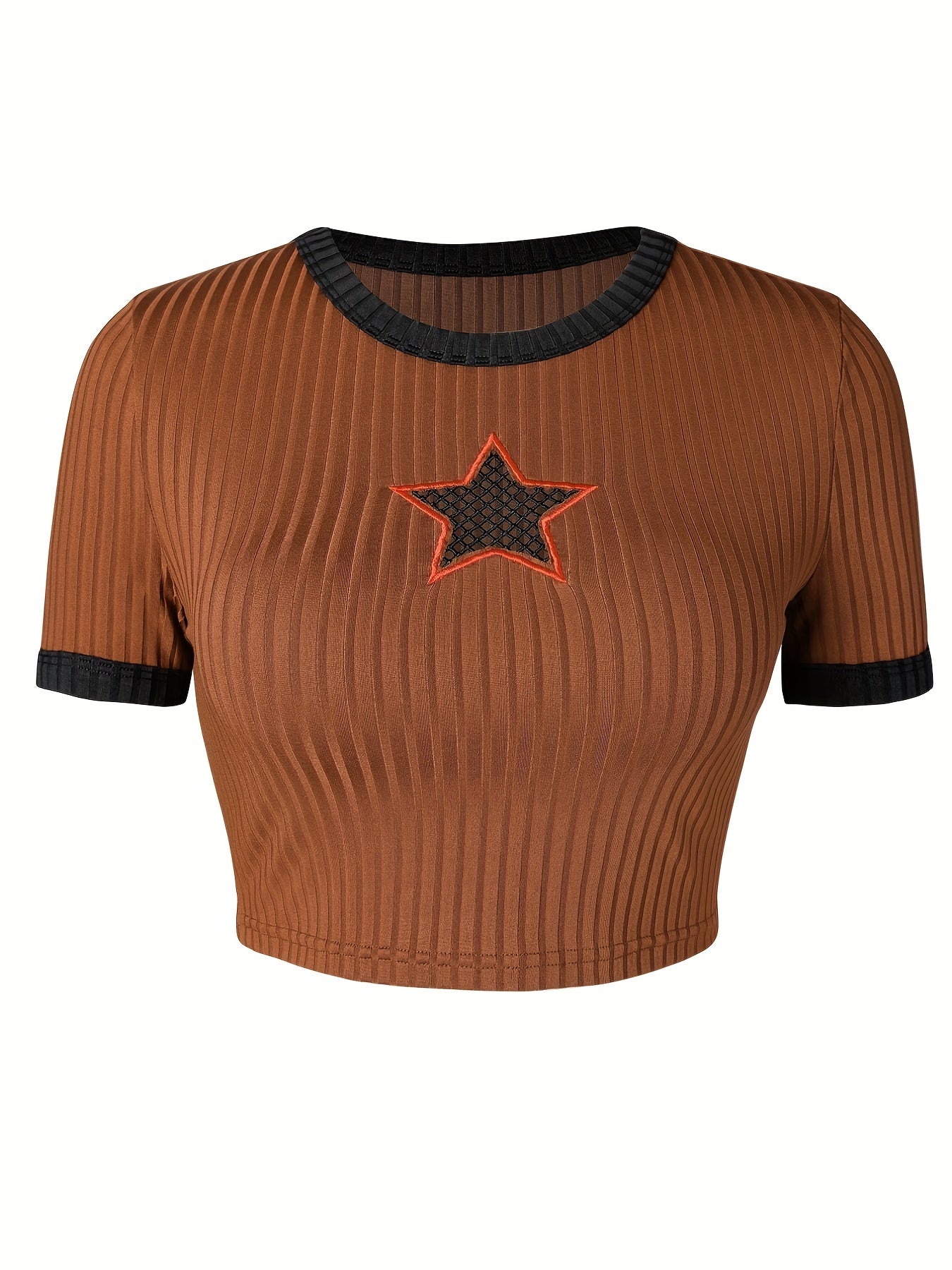 Grunge Star Pattern Cut Out T-shirt