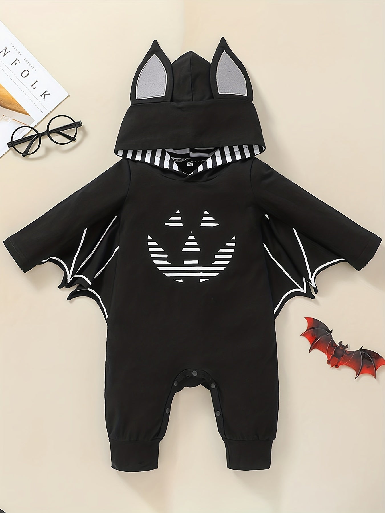 Baby Girls And Boys Bat Long Sleeve Hooded Romper