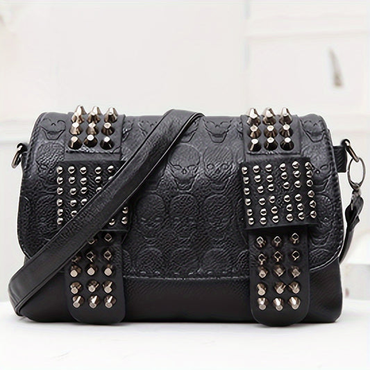 Studded Skull Embossed Crossbody Bag