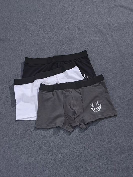 3pcs Men's Smile Face Boxer Briefs