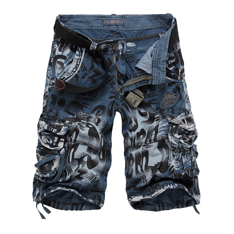 Men's Denim Loose Casual Five-point Camouflage Shorts