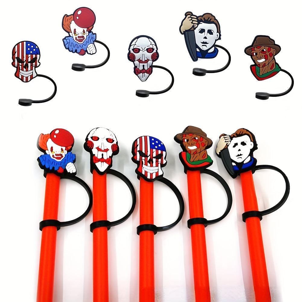 Reusable Horror Clown Silicone Straw Tip Caps