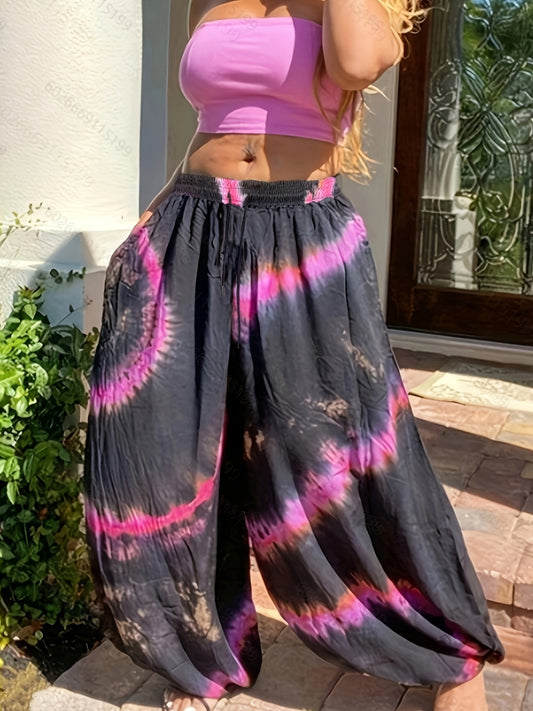 Plus Size Tie-Dye Palazzo Pants