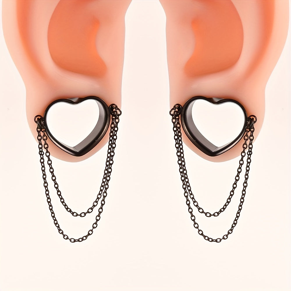 2PCS Heart Ear Gauges