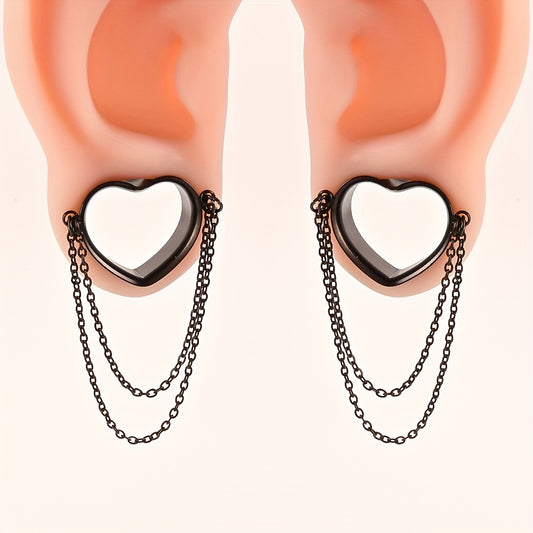 2PCS Heart Ear Gauges