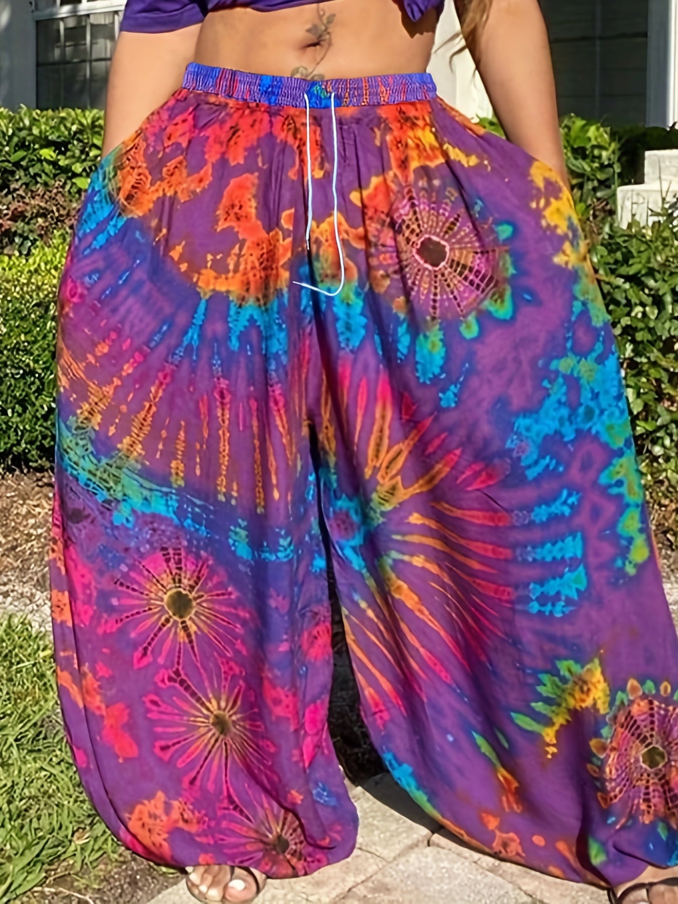 Plus Size Tie-Dye Palazzo Pants