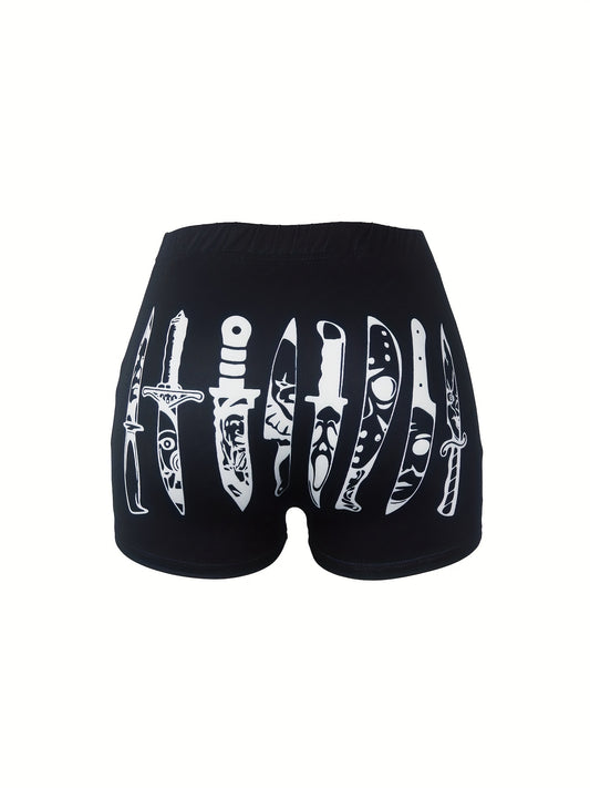 Graphic Print Skinny Shorts