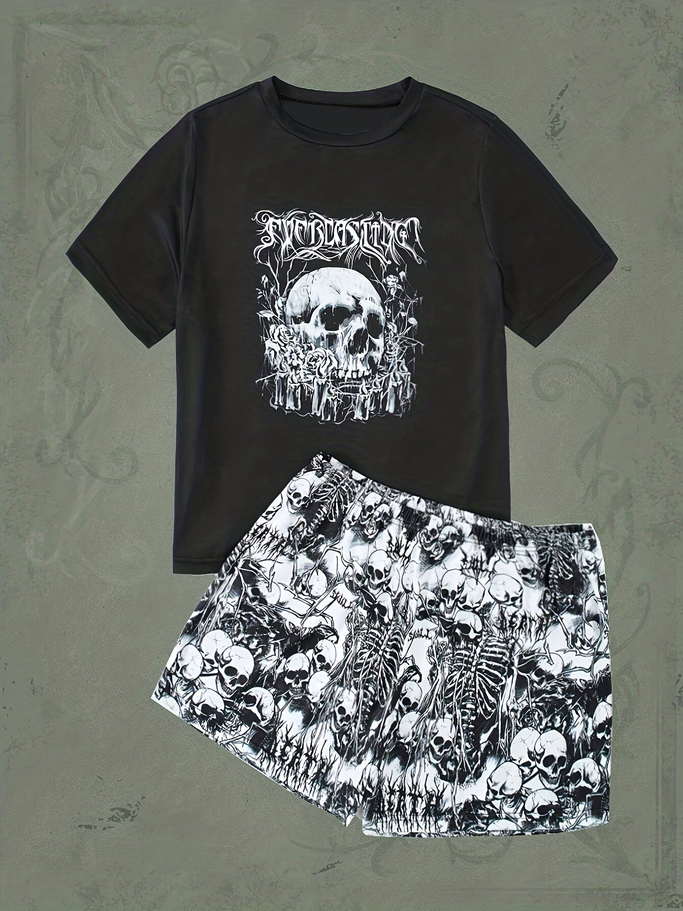 Skull Print Pajamas Set