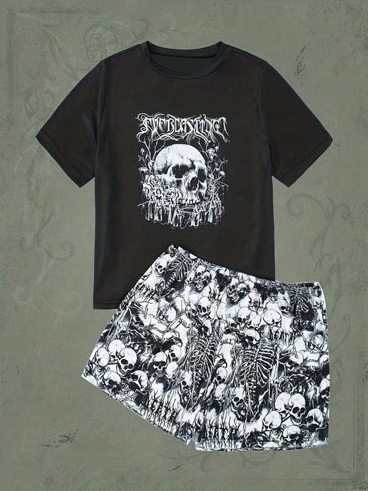 Skull Print Pajamas Set