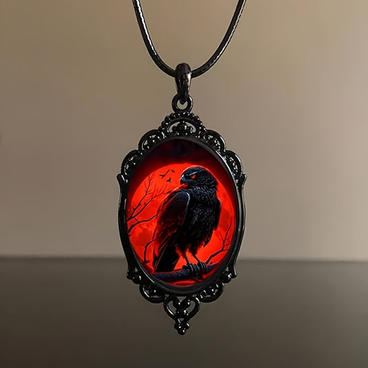 Red Moon Eagle Cameo Necklace