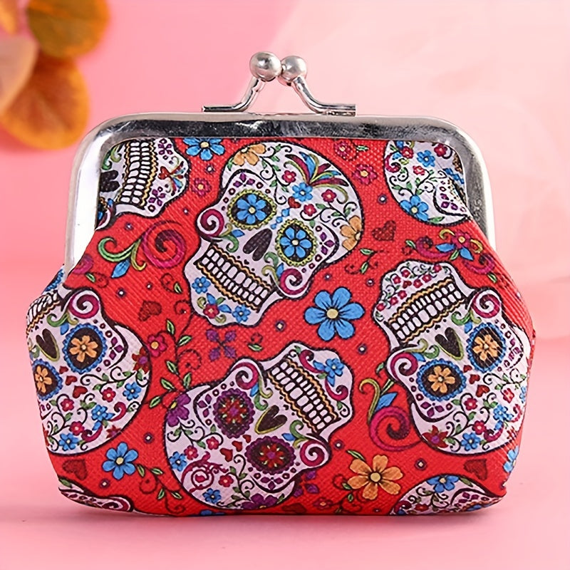 Skull Print Kiss-Lock Coin Purse