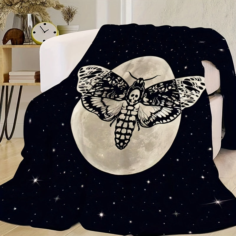 Moth and Skull Throw Blanket