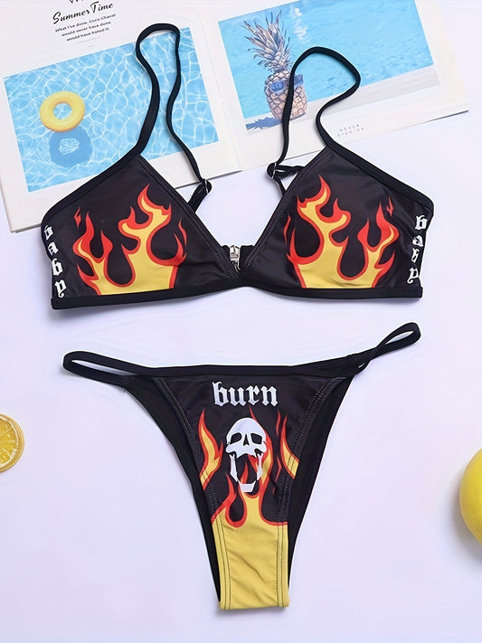 Flame and Skull 2 Piece Set Bikini