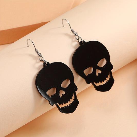 Black Skull Design Dangle Earrings