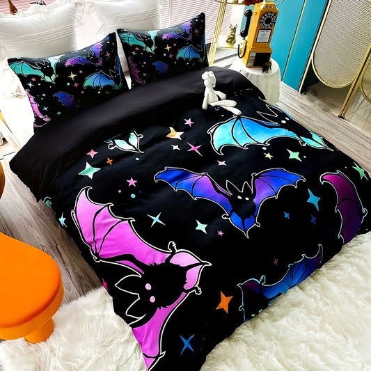 3pcs Bat Print Duvet Cover Set