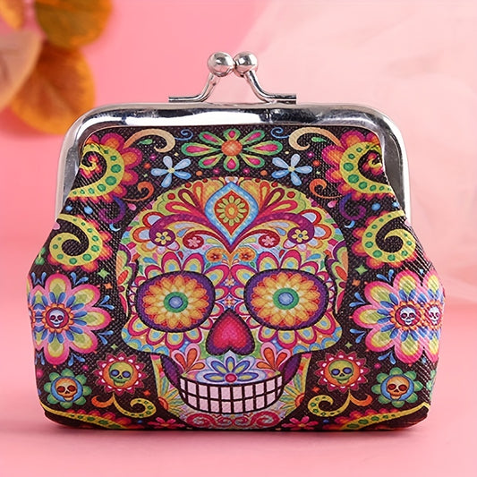 Skull Print Kiss-Lock Coin Purse