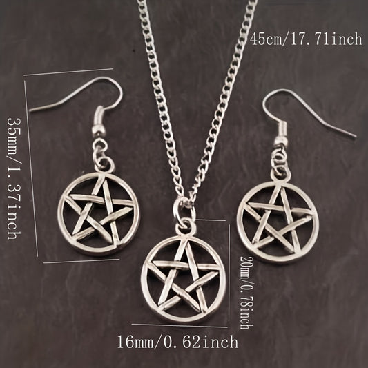 Gothic Pentagram 3-Piece Jewelry Set