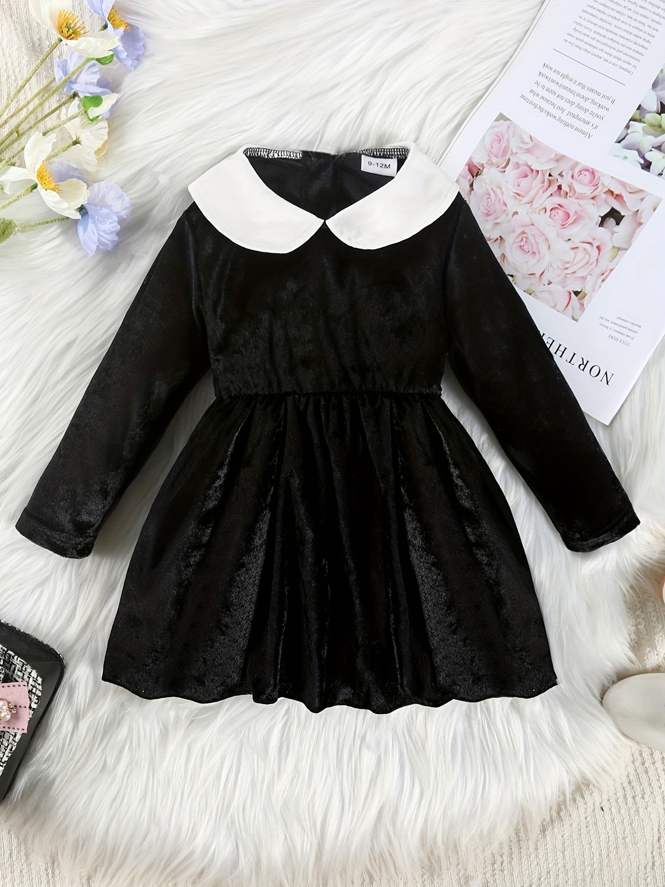 Baby Girls Ruffle Lapel Long Sleeve Dress