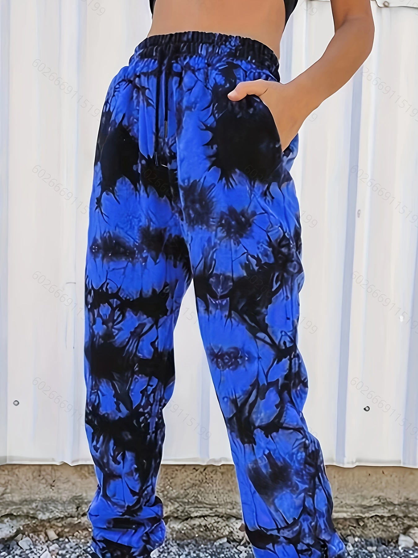 Women's Plus Tie Dye High Waist Harem Drawstring Pants