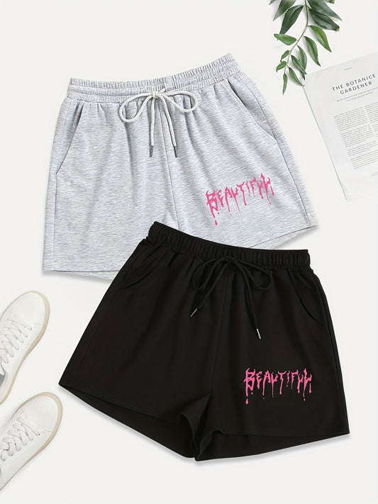 2 Pack Plus Size Sporty Shorts Set