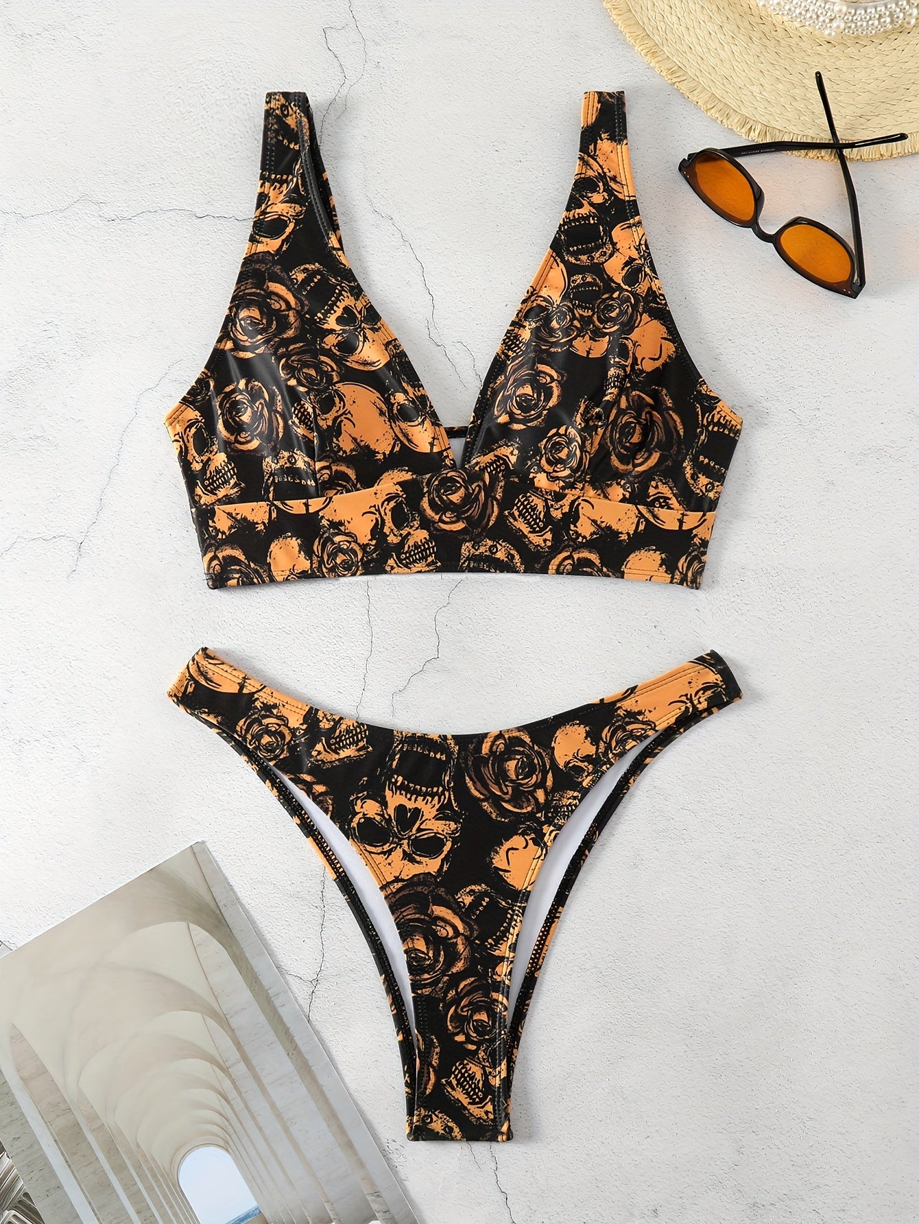 Skull Print 2 Piece Set Bikini