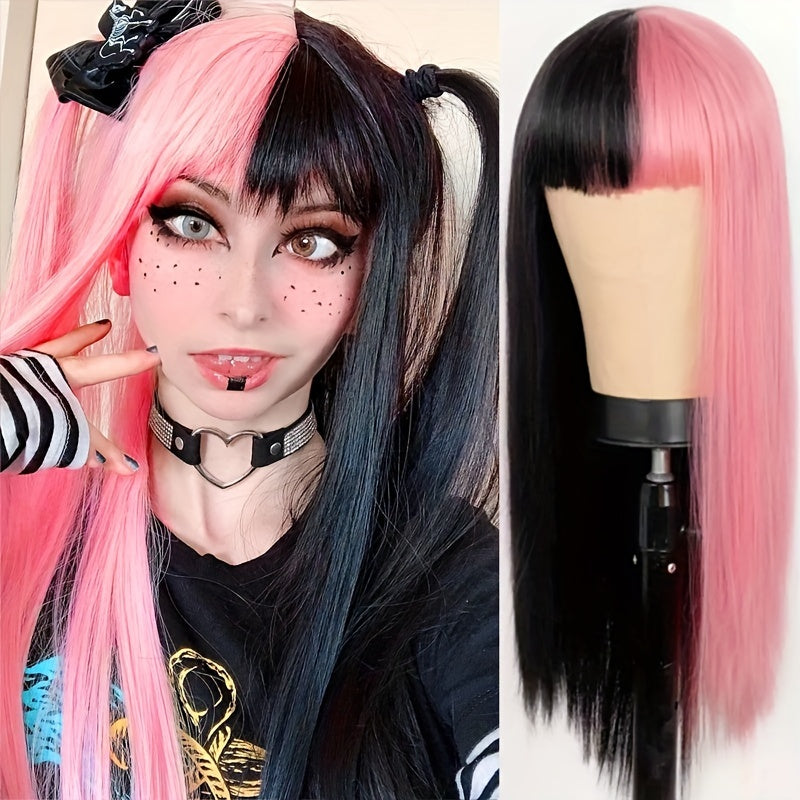 Two Tone Long Straight Synthetic Wig