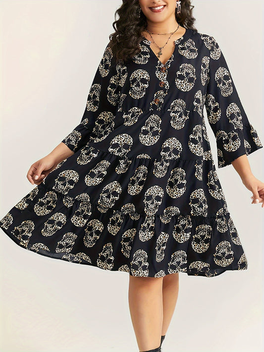 Women's Plus Leopard Skull Print Dress