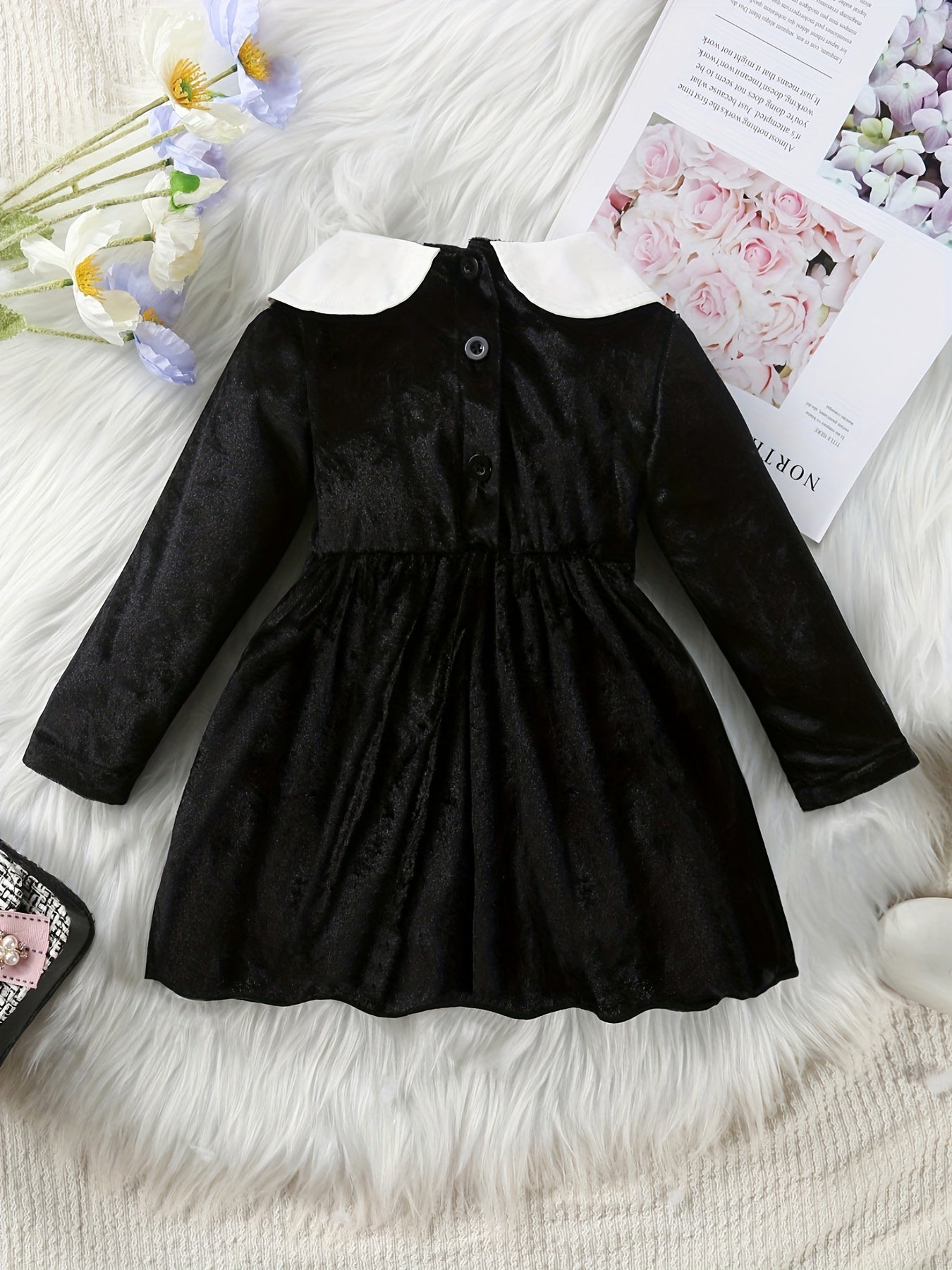 Baby Girls Ruffle Lapel Long Sleeve Dress