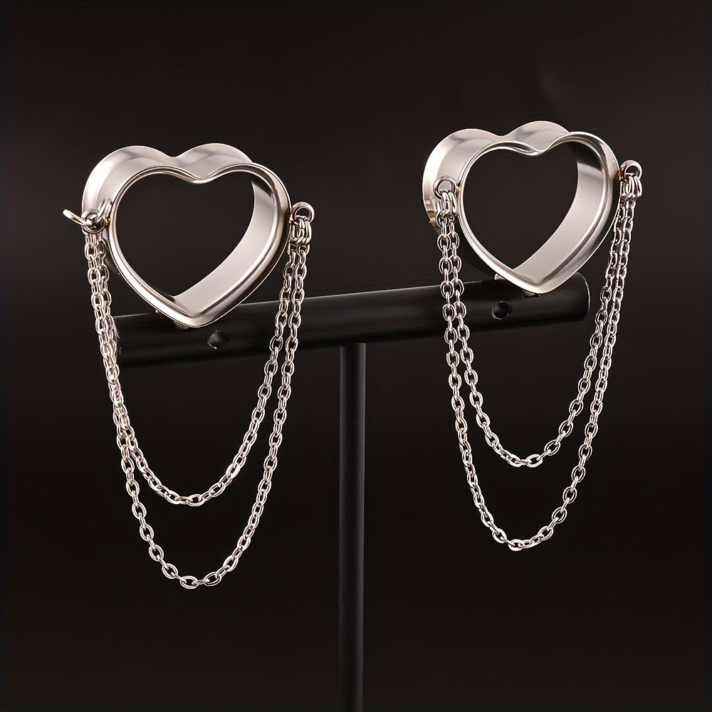 2PCS Heart Ear Gauges