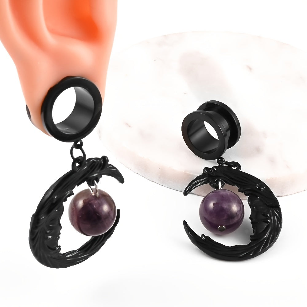 2pcs Black Moon Ear Plugs Set